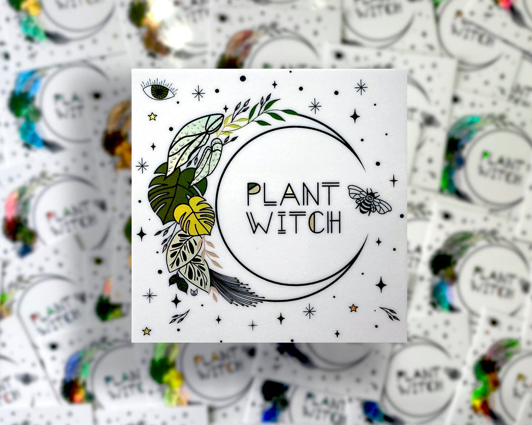Holographic Plant Witch Vinyl Sticker